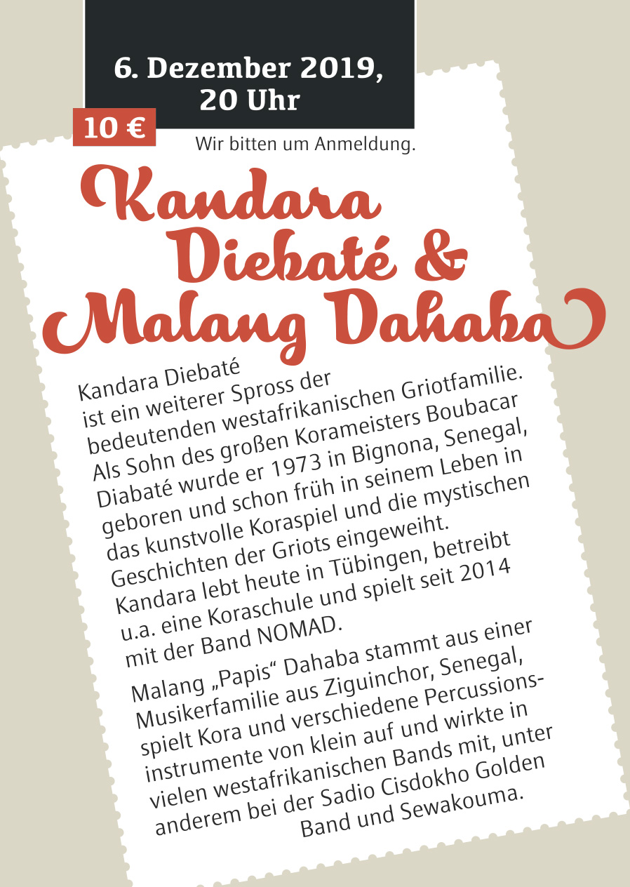 „Kandara Diebaté und Malang Dahaba“ im Provinzbuch Programm 2020